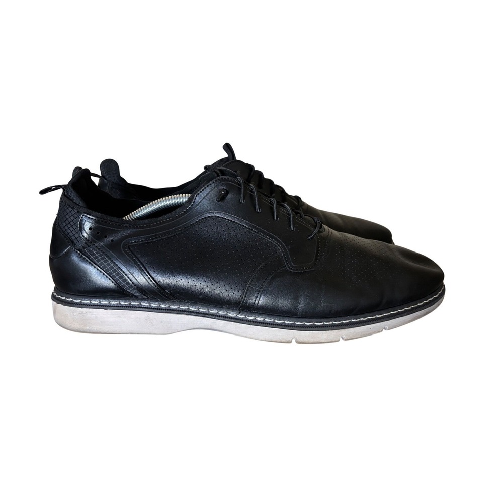 Stacy Adams Black Leather Derby with White Sole